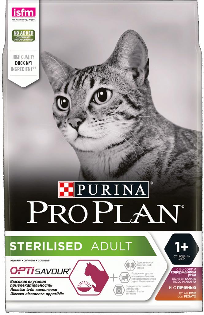 Проплан корм для кошек стерилизованных утка печень