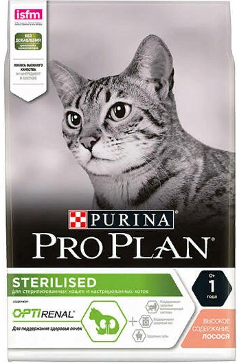 Проплан корм для кошек стерилизованных с лососем OPTIRENAL