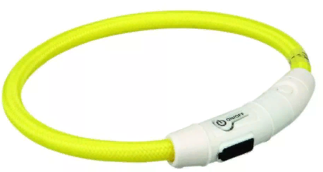 Мигающее кольцо для собак, XS-S, 35см/ф 7мм, нейлон, желтый USB