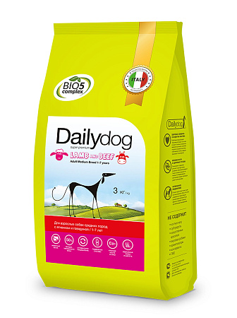Dailydog ADULT MEDIUM BREED корм для взрослых собак средних пород с ягненком и говядиной