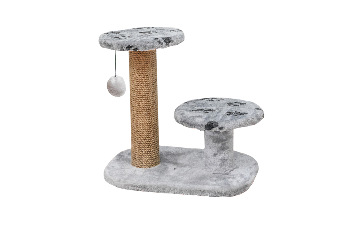 Когтеточка Дарэлл, серия "Джут 95 " серая круглая с 2-умя полками 56*36*52см