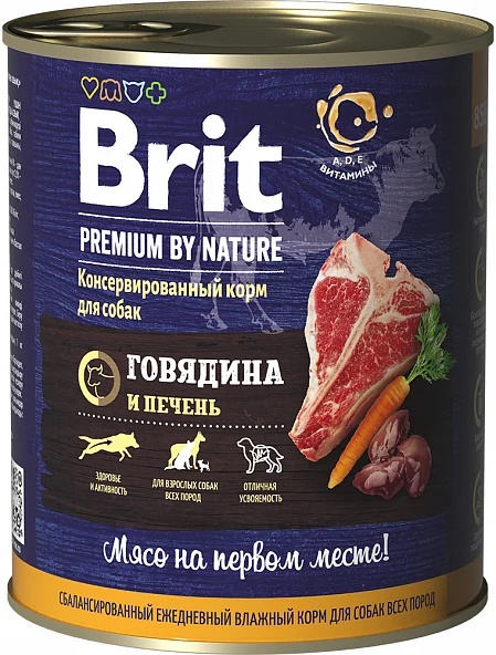 Brit Premium by Nature Говядина и печень 850г