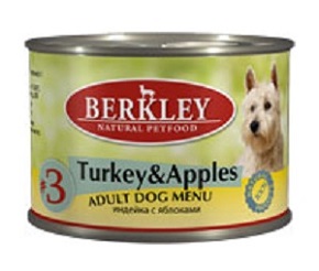 Беркли консервы для собак №3 индейка/яблоки 200г