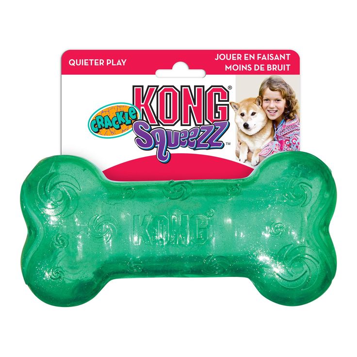 Игрушка д/собак SquezzCrackle KONG хрустящая косточка средняя 15*4см