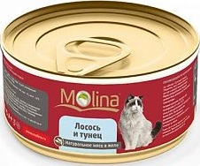 MOLINA консервы для кошек "Лосось с тунцом" 80г