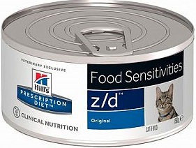 Хиллс z/d консервы для кошек при пищевых аллергиях 156г