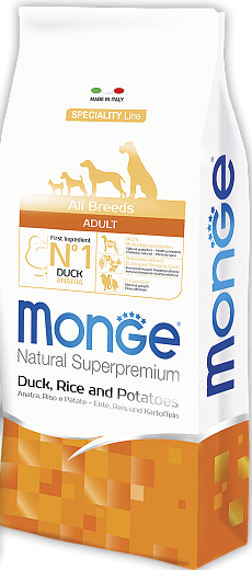 Monge Dog Speciality корм для собак всех пород утка/рис/картофель