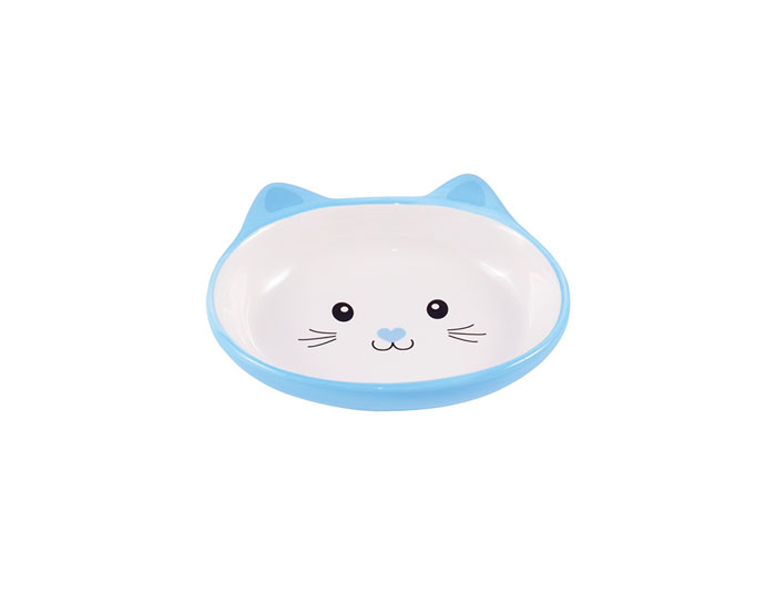 КерамикАрт миска керамическая для кошек Мордочка кошки голубая 160мл