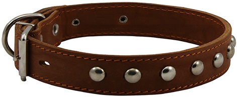 Ошейник кожаный двойной с украшением ширина 20мм, обхват шеи от 32 до 40см