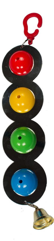 Игрушка для попугаев на зеркале с колокольчиком "4 шарика"36см