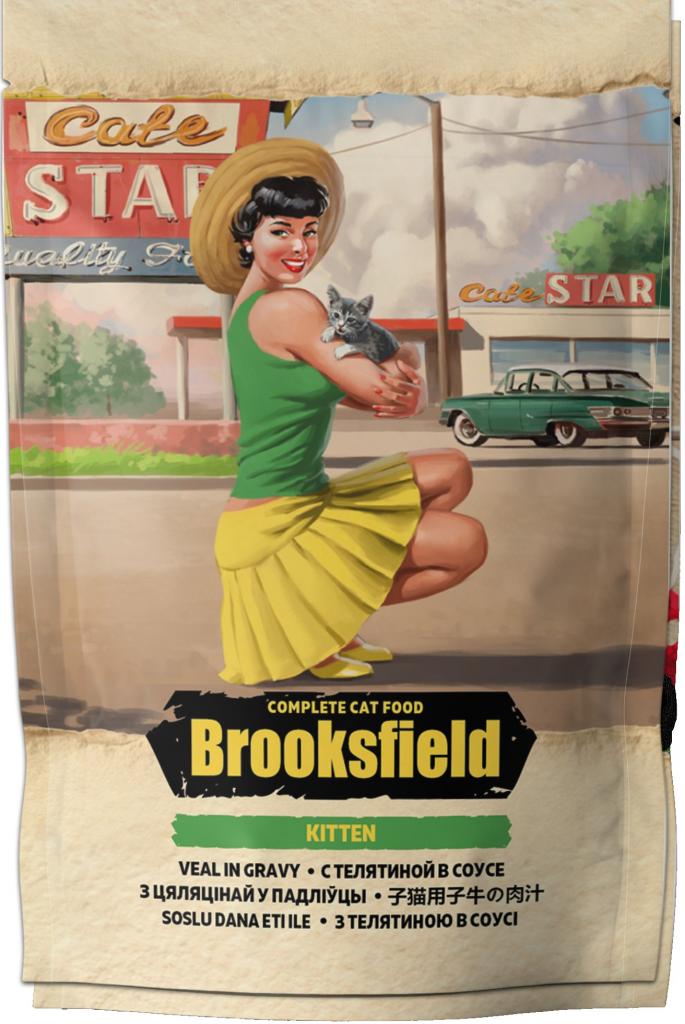 BROOKSFIELD Cat пауч Kitten для котят Телятина в соусе 85г