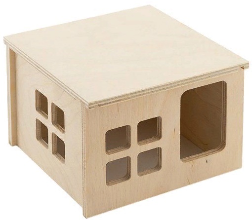 Домик для мелких грызунов ECO модель "Кемпинг" деревянный 13*13*h9см
