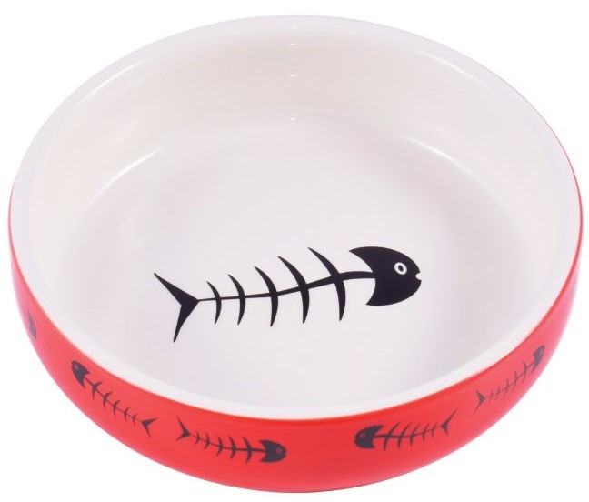 КерамикАрт миска керамическая для кошек 300мл белая с рыбками