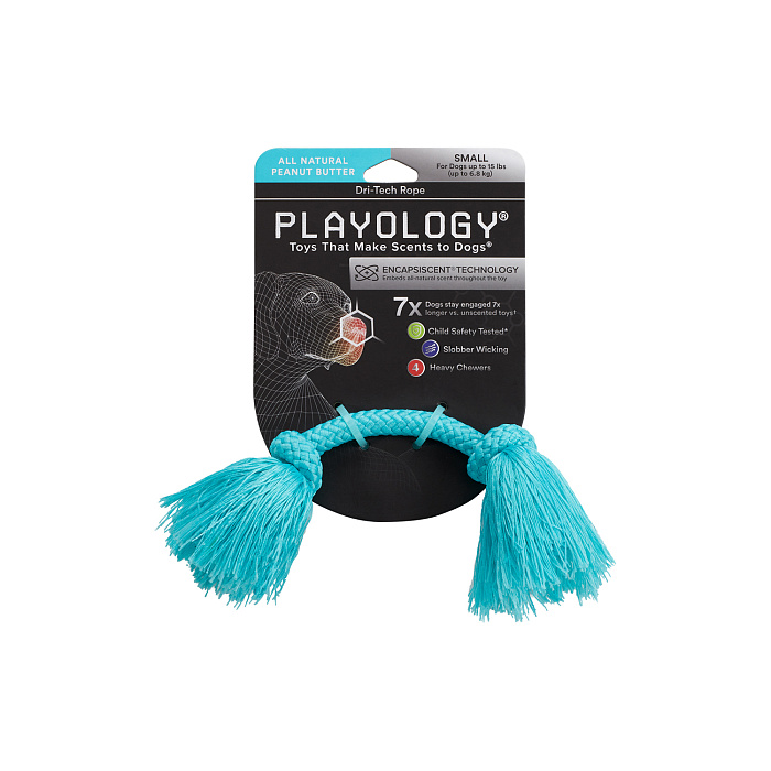 Playology жевательный канат DRI-TECH ROPE с ароматом арахиса, маленький, голубой