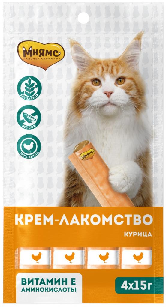Мнямс Крем-лакомство для кошек с курицей 15гх4шт
