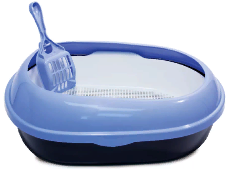 Туалет для кошек овальный с бортом (совок и сетка в комплекте), 500*370*170мм