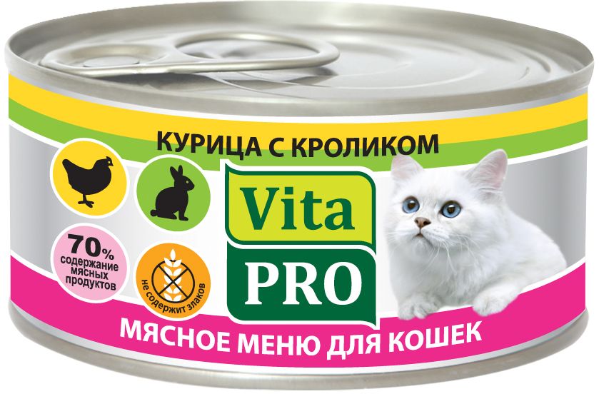 Vita PRO конс. д/кошек  кур/кролик 100г