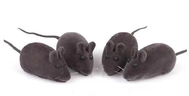 Игрушка для кошек Мышь со звуком "Чистый котик" 16см, искусственный мех