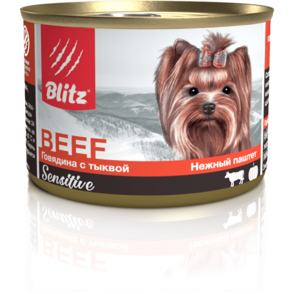 BLITZ сенситив консервы д/собак мелких пород говядина/тыква 200г