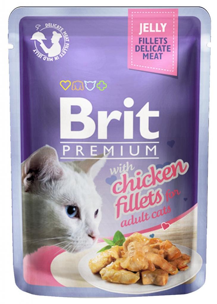 Brit Premium пауч д/к JELLY кусочки из филе курицы в желе 85г