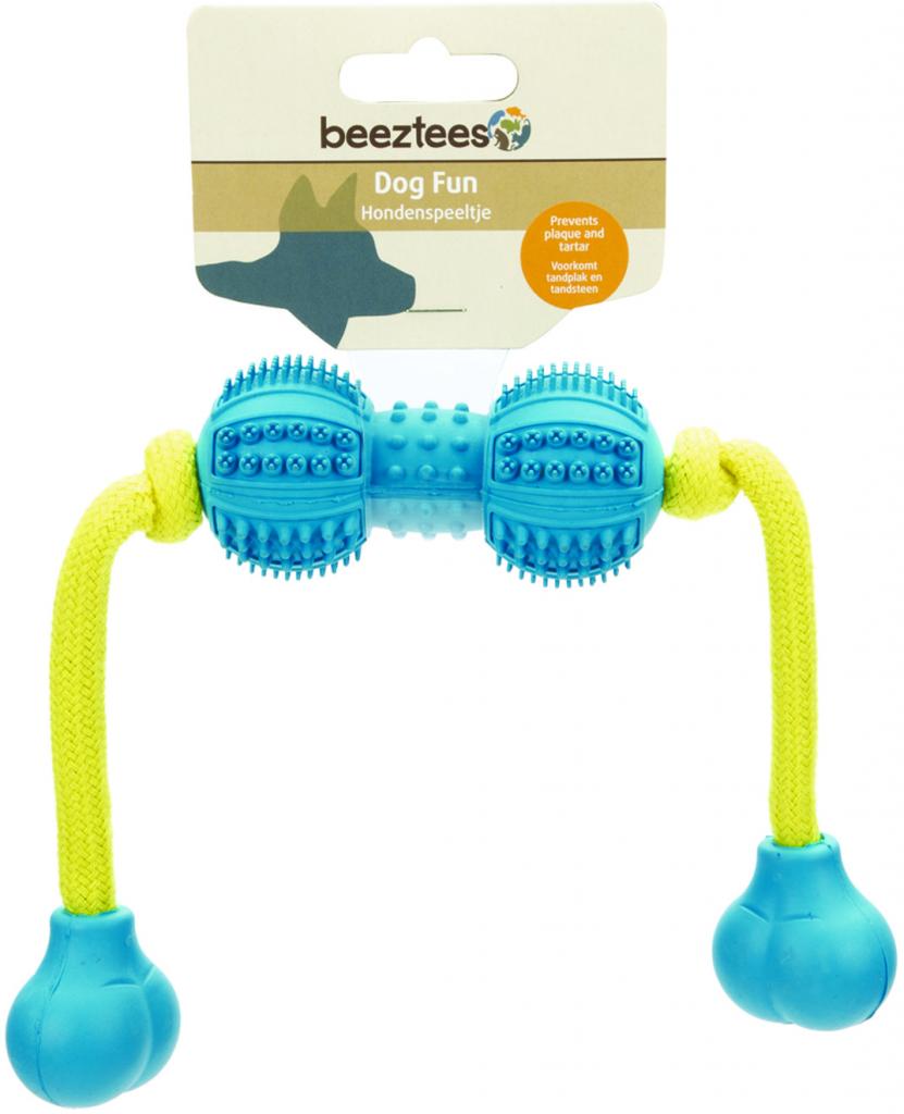 Beeztees 625756 Игрушка д/собак "Гантель шипованная на веревке" д/ухода за зубами, резина, голубая 9