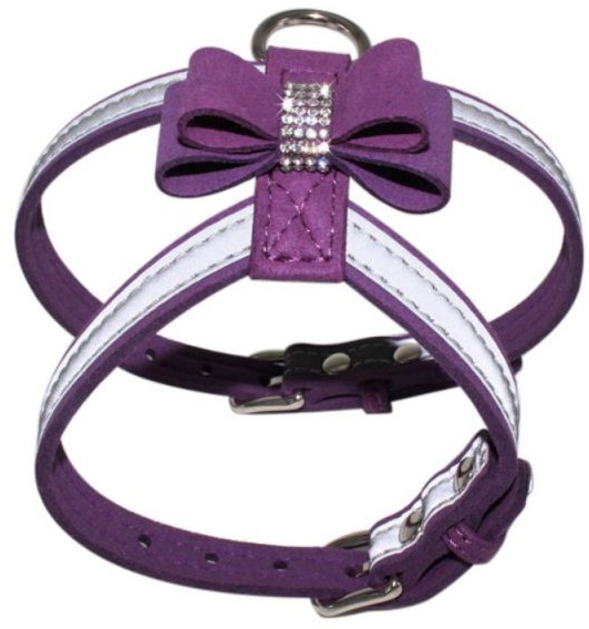 Шлейка для собак с бантом "Гламур" светоотражающая