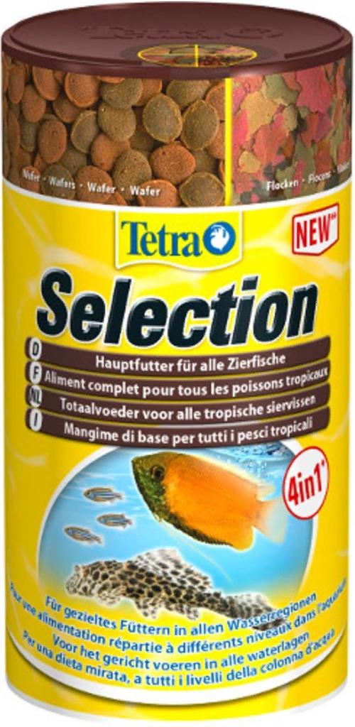 TetraSelection корм для всех видов рыб "4 вида" хлопья/чипсы/гранулы 100мл