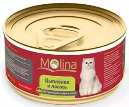MOLINA консервы для кошек "Цыпленок с лососем" 80г