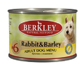 Беркли консервы для собак №6 кролик/ячмень 200г