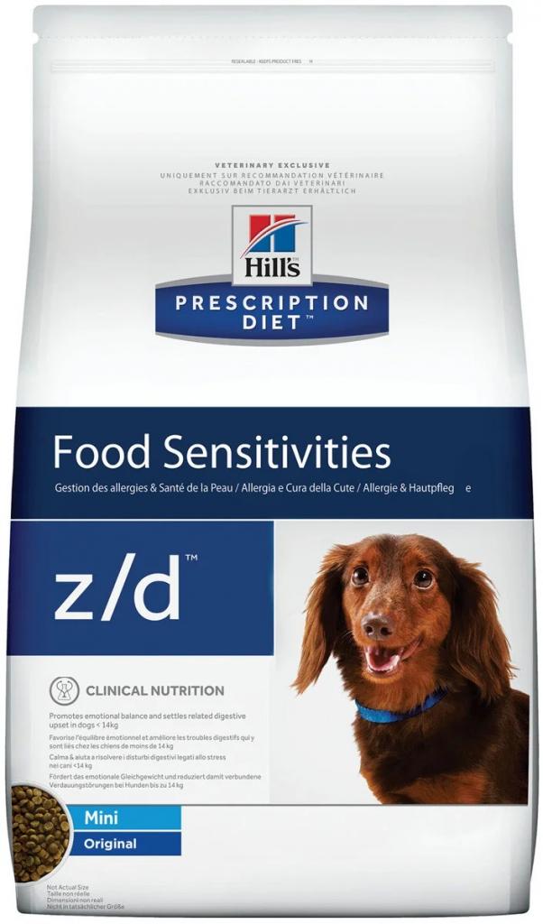 Хиллс z/d корм для мини пород собак лечение острых пищевых аллергий