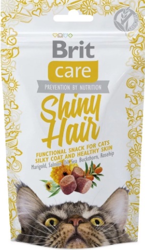 Brit Care лакомство для кошек Shiny Hair для блестящей шерсти, 50г