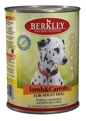 Беркли консервы для собак №8 ягненок/морковь 400г