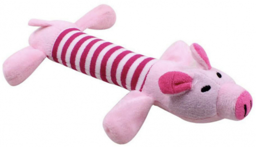 Игрушка для домашних животных Свинка "Чистый котик", розовый, 25см, плюш