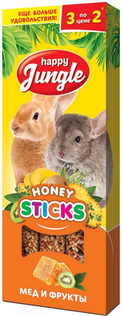 HAPPY JUNGLE Палочки д/круп.грызунов мед+овощи 3 шт.