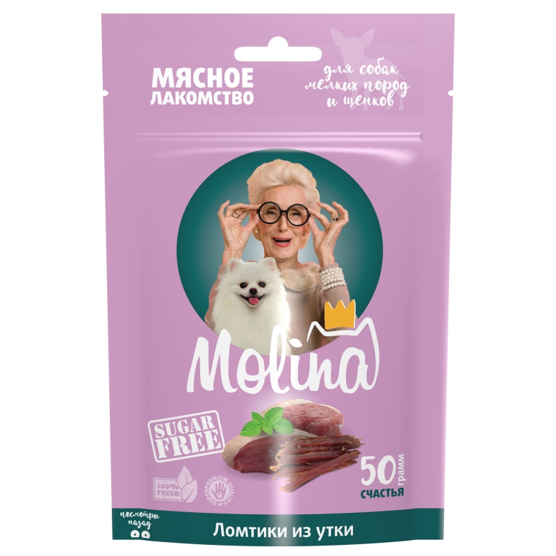 MOLINA Лакомство для собак мелких пород и щенков Ломтики из утки, 50г