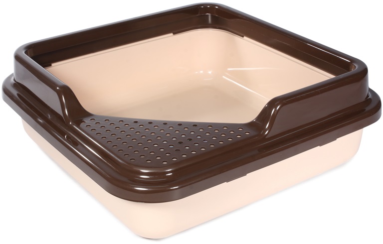 Туалет P755 для кошек квадратный с бортом, капучино, 435*435*145мм