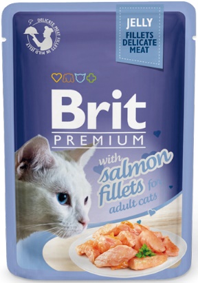 Brit Premium пауч д/к JELLY кусочки филе лосося в желе 85г