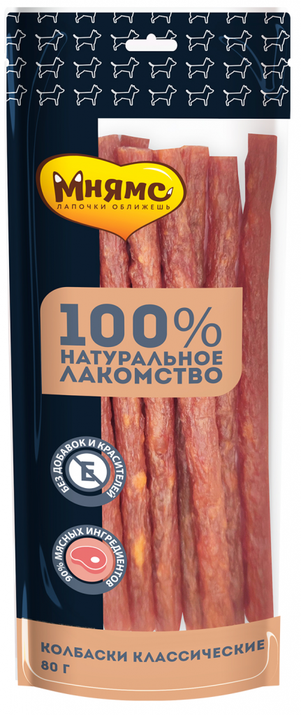 Мнямс лакомство д/собак Колбаски классические 80г