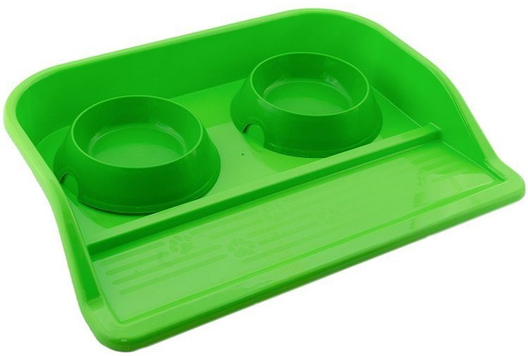Поднос пластиковый с мисками Дарэлл ,2*0,2л,цвет:зелен.