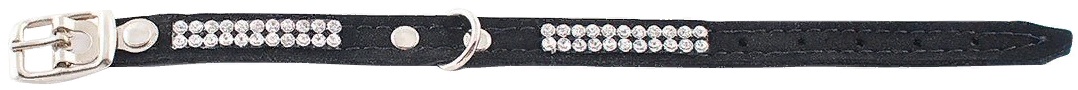 Ошейник кожаный ECO" "COMFORT DIAMOND" со стразами,двухслойный, прострочка, 24-31см*15мм, цветной