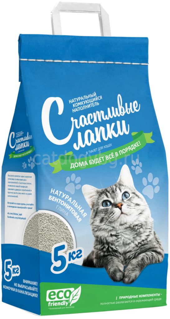 Наполнитель Счастливые Лапки д/кошек комк. Эконом 5кг
