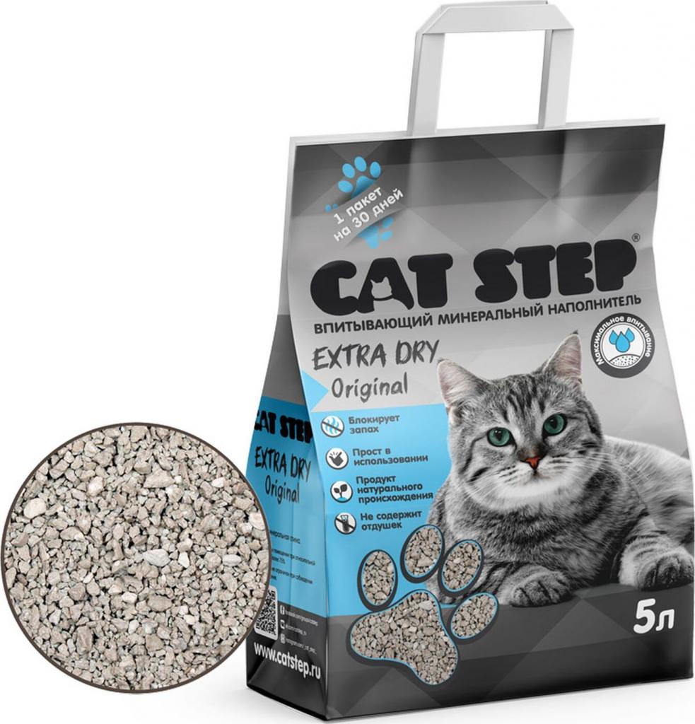 Наполнитель впитывающий минеральный CAT STEP Extra Dry Original, 5 л
