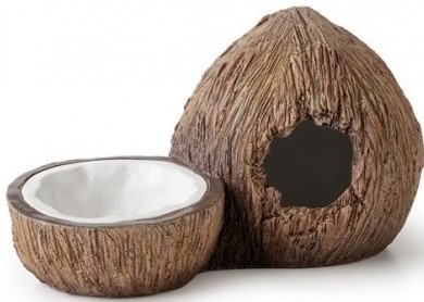 Поилка с укрытием кокос Exo Terra Coconut Hide & Water Dish 14х24х13 см.