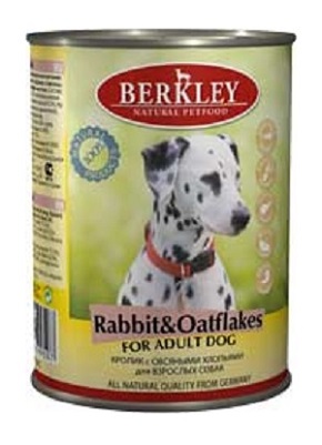 Беркли консервы для собак №4 кролик/овсяные хлопья 400г