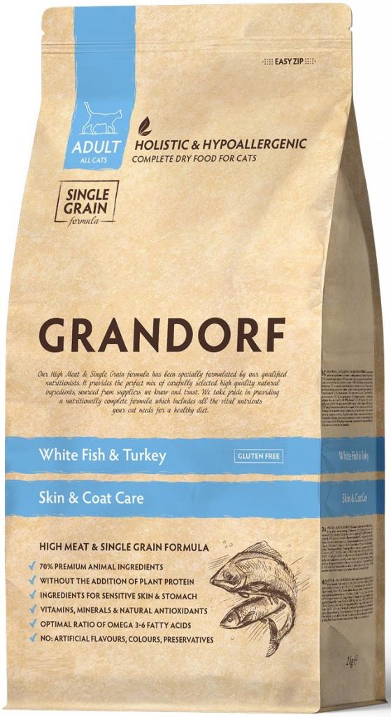 GRANDORF Белая рыба с индейкой для кошек забота о коже и шерсти*
