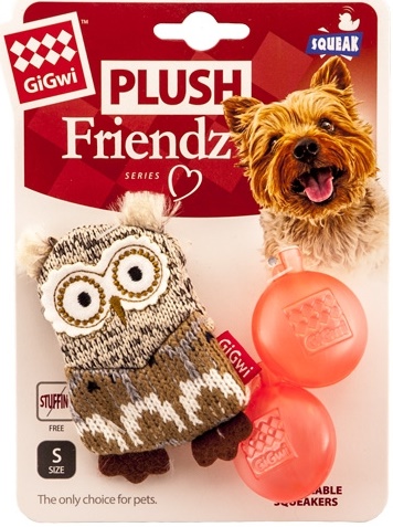ГиГви 75387 Игрушка для маленьких собак Сова с пищалками 8см