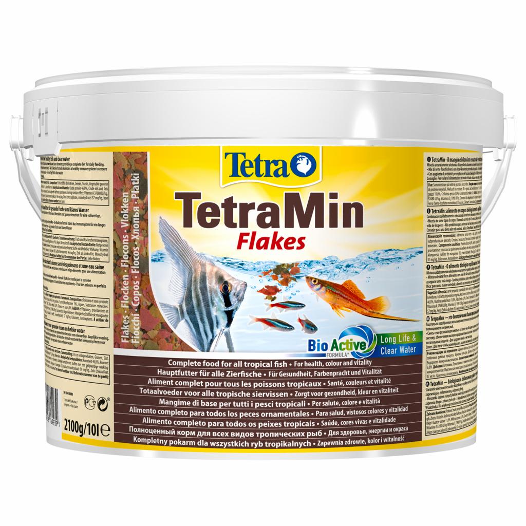 TetraMin 10л (ведро) - основной корм для всех видов рыб в виде хлопьев