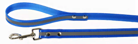 Поводок из биотана со светоотражающей полосой 20мм, длина 1,2м, синий