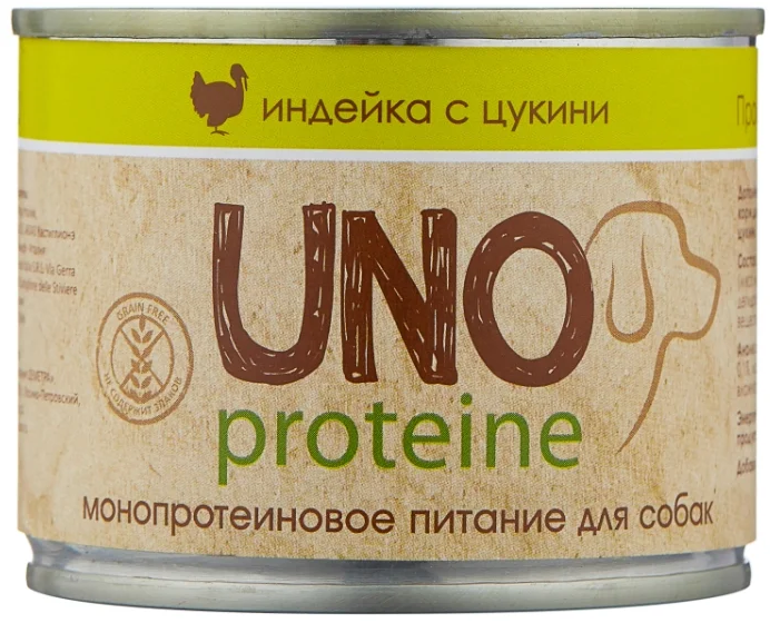 Корм конс. д/собак UNO индейка с цукини 195г