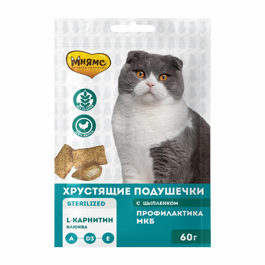 Мнямс подушечки д/стерил. кошек с цыпленком и клюквой Профилактика МКБ 60г
